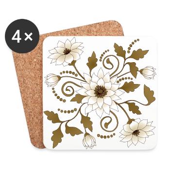 Fleurs - Dessous de verre (lot de 4) - blanc - Devant
