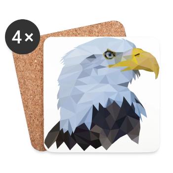 Oiseau polygone tête d'aigle - Dessous de verre (lot de 4) - blanc - Devant