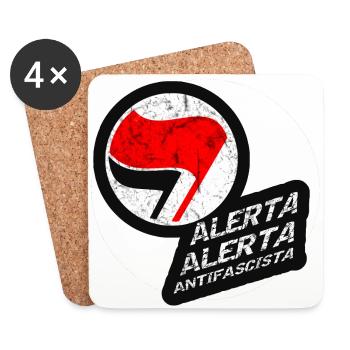 ANTIFASCHISTISCH ALERTA ALERTA ANTIFASCISTA - Untersetzer (4er-Set) - Weiß - Vorne