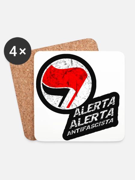ANTIFASCHISTISCH ALERTA ALERTA ANTIFASCISTA - Untersetzer (4er-Set) - Weiß
