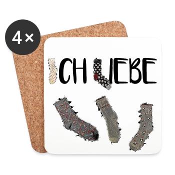 Ich liebe Socken! - Untersetzer (4er-Set) - Weiß - Vorne