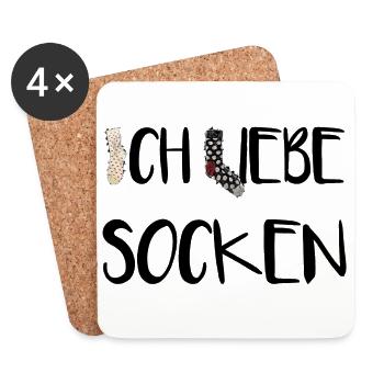 Ich liebe Socken! - Untersetzer (4er-Set) - Weiß - Vorne