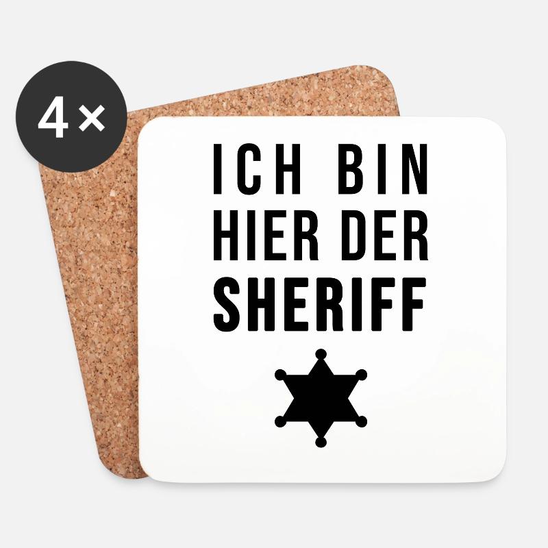 Ich bin hier der Sheriff - Untersetzer (4er-Set) - Weiß