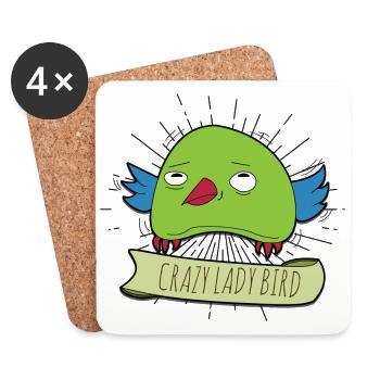 Funny bird pet star parakeet owl gift - Coasters (set of 4) - white - Front