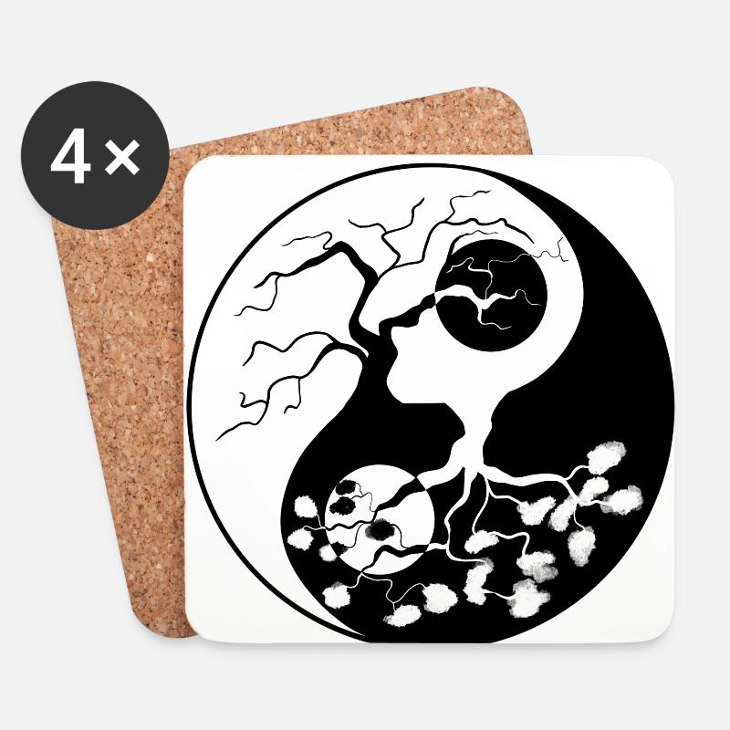 Yin yang - Untersetzer (4er-Set) - Weiß