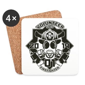 fire brigade firefighter deployment firefighter - Coasters (set of 4) - white - Front