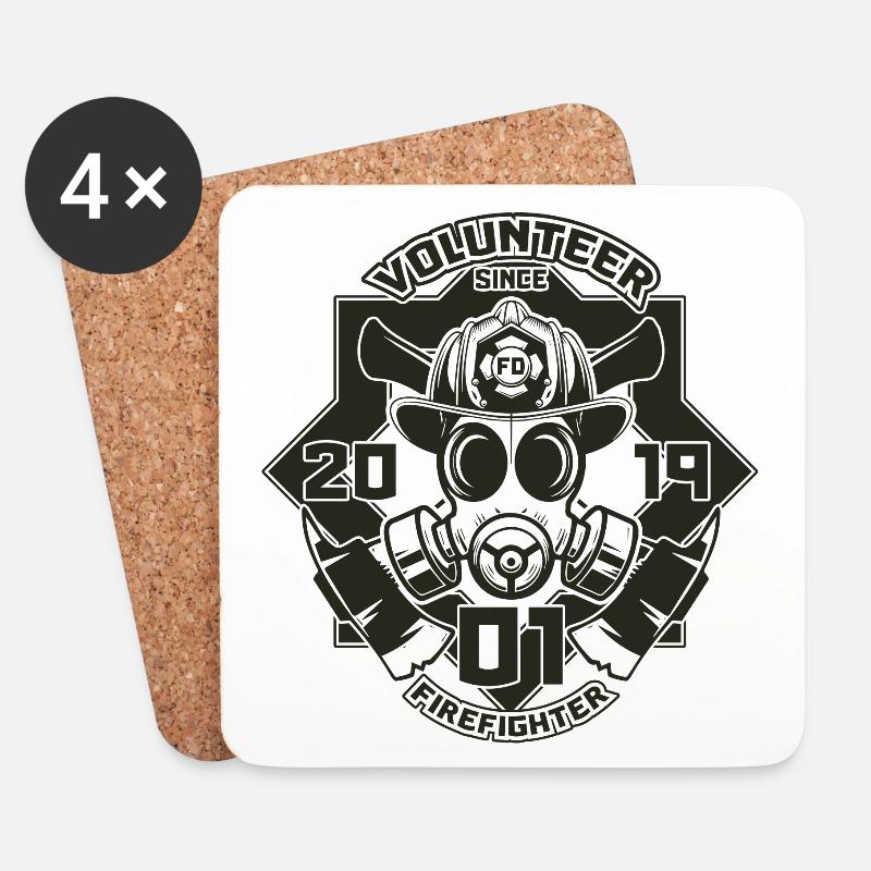 Feuerwehr Feuer Einsatz Feuerwehrmann Geschenk - Untersetzer (4er-Set) - Weiß