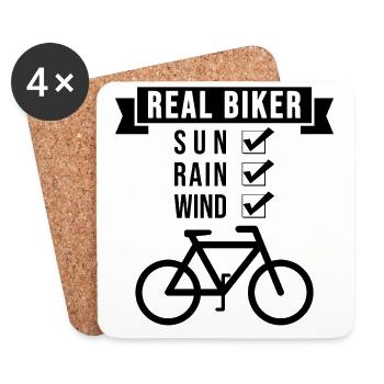 Real Biker, par tous les temps ! - Dessous de verre (lot de 4) - blanc - Devant