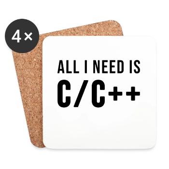 All I need is C/C++ - Coasters (set of 4) - white - Front