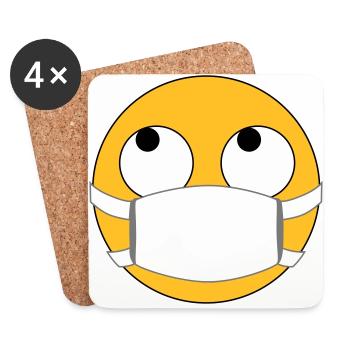 Maske? Voll nervig! Emoji mit Maske - Untersetzer (4er-Set) - Weiß - Vorne