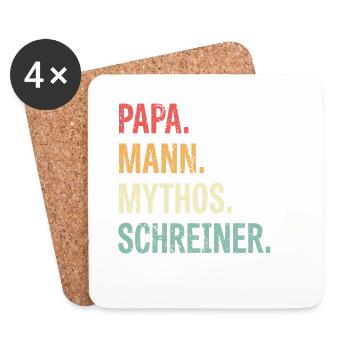 Papa Mann Mythos Schreiner Geschenk - Untersetzer (4er-Set) - Weiß - Vorne