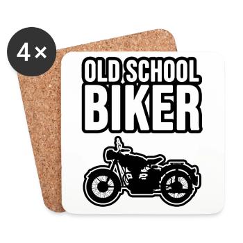 Old School Biker! - Coasters (set of 4) - white - Front