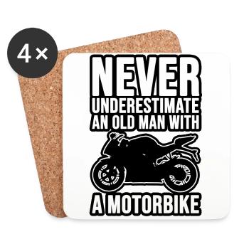 Never underestimate an old man with a motorbike! - Untersetzer (4er-Set) - Weiß - Vorne