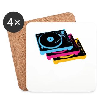retro vintge oldschool vinyl platten turntables - Untersetzer (4er-Set) - Weiß - Vorne
