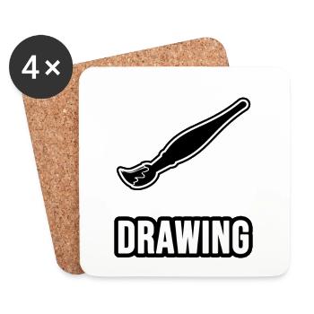 Drawing - Brush - Coasters (set of 4) - white - Front