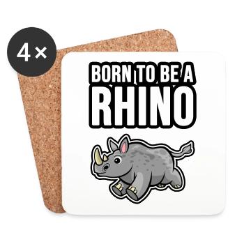 Born to be a Rhino ! Rhino ! - Dessous de verre (lot de 4) - blanc - Devant