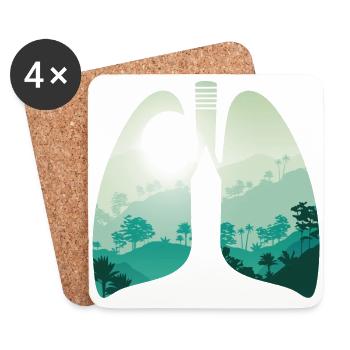 Green nature forest landscape lungs - Coasters (set of 4) - white - Front
