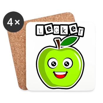 Lecker grüner Apfel - Untersetzer (4er-Set) - Weiß - Vorne
