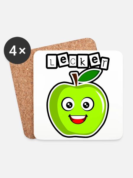 Lecker grüner Apfel - Untersetzer (4er-Set) - Weiß
