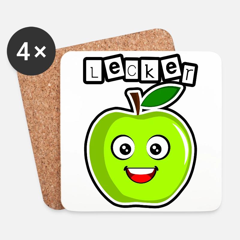 Lecker grüner Apfel - Untersetzer (4er-Set) - Weiß