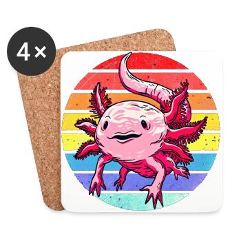 Axolotl. Rétro Axolotl. Drôle d’axolotl - Dessous de verre (lot de 4) - blanc - Devant