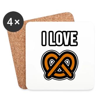 J’adore les bretzels - Dessous de verre (lot de 4) - blanc - Devant