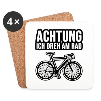 Achtung ich dreh am Rad Rennrad - Untersetzer (4er-Set) - Weiß - Vorne