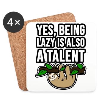 Talent? Lazy as a sloth - Coasters (set of 4) - white - Front