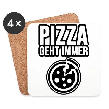 Pizza und Pasta geht immer! - Untersetzer (4er-Set) - Weiß - Vorne