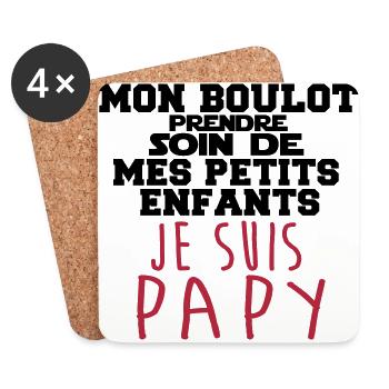 je suis papy - Dessous de verre (lot de 4) - blanc - Devant
