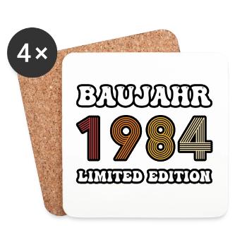 BAUJAHR 1984 - Untersetzer (4er-Set) - Weiß - Vorne