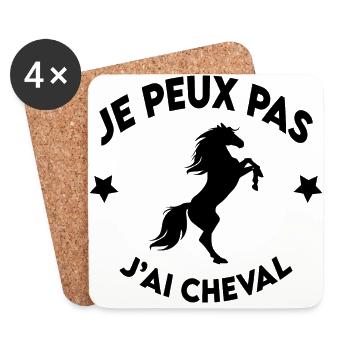 je peux pas j'ai cheval - Dessous de verre (lot de 4) - blanc - Devant