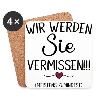 Wir werden Sie Vermissen Abschiedsgeschenk - Untersetzer (4er-Set) - Weiß - Vorne