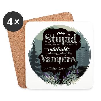 Bella Swan quote about Edward, book quote Silhouette - Coasters (set of 4) - white - Front