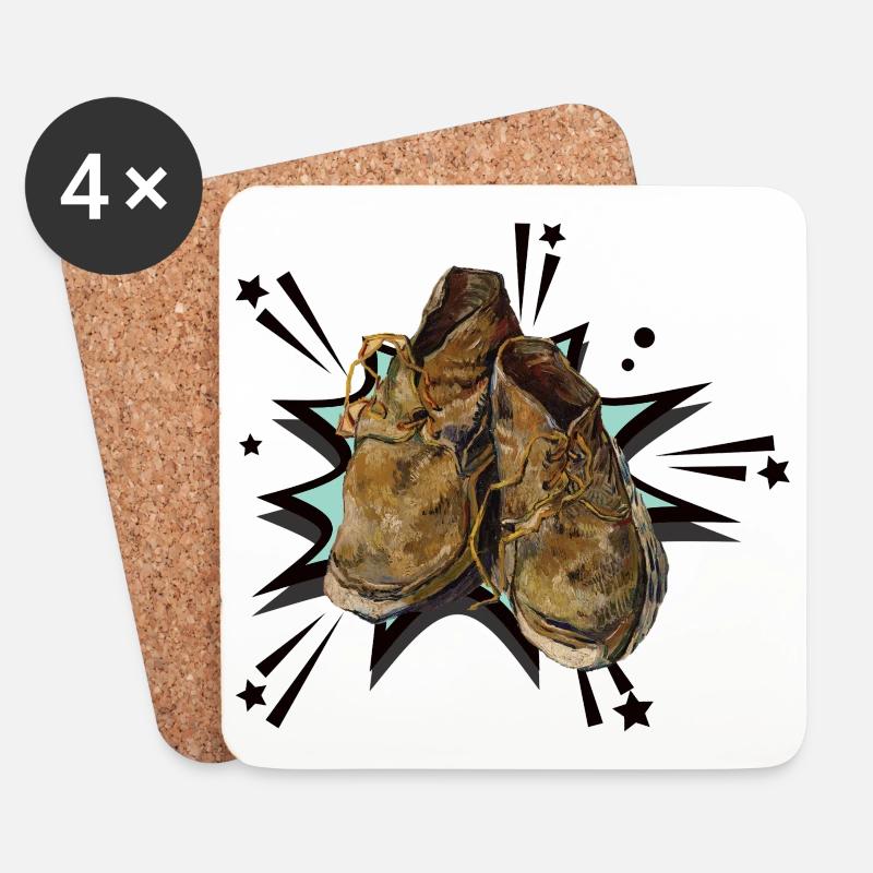 Vinzenz Van Gogh Schuhe Gemälde Pop art - Untersetzer (4er-Set) - Weiß