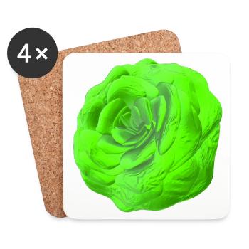 Rose Vert - Dessous de verre (lot de 4) - blanc - Devant