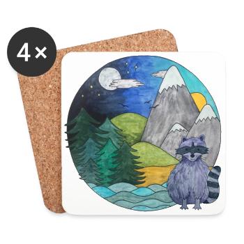 Landscape Raccoon Outdoor Nature Lovers - Coasters (set of 4) - white - Front
