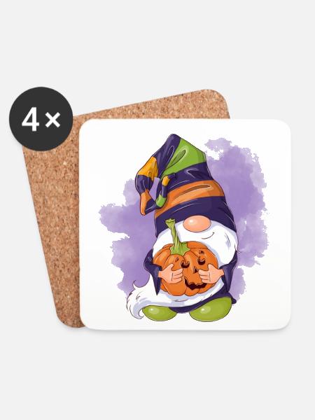 Halloween-Wichtel - Untersetzer (4er-Set) - Weiß