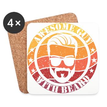 Un gars génial avec une barbe - Dessous de verre (lot de 4) - blanc - Devant
