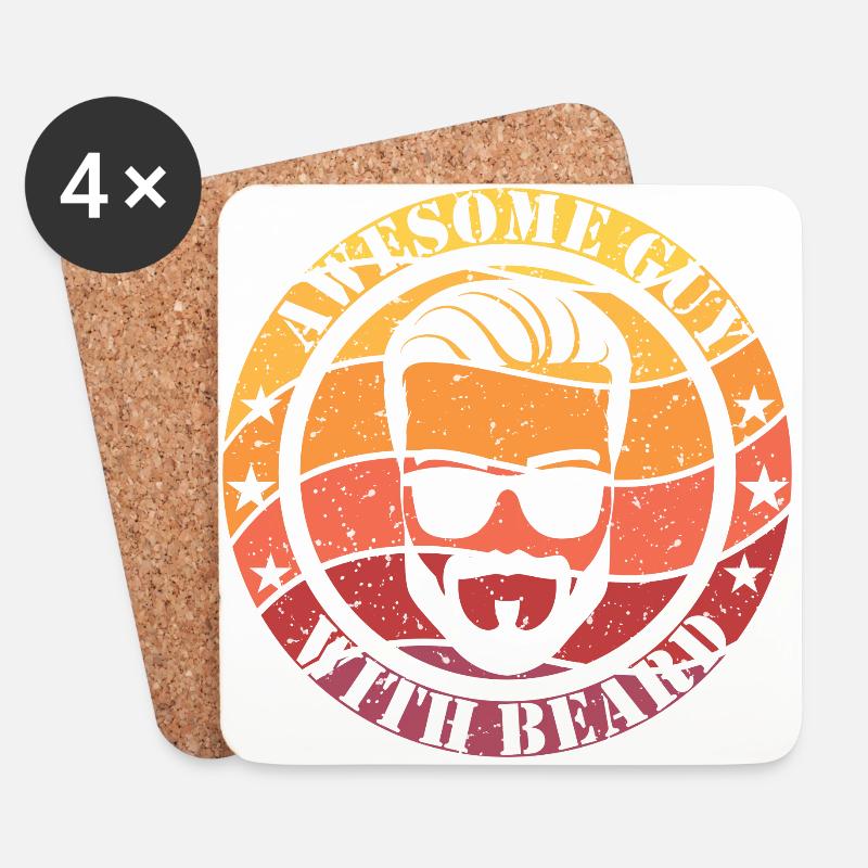 Awesome guy with beard - Untersetzer (4er-Set) - Weiß