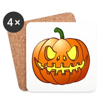 The Scary Halloween Pumpkin Lantern illustration - Coasters (set of 4) - white - Front