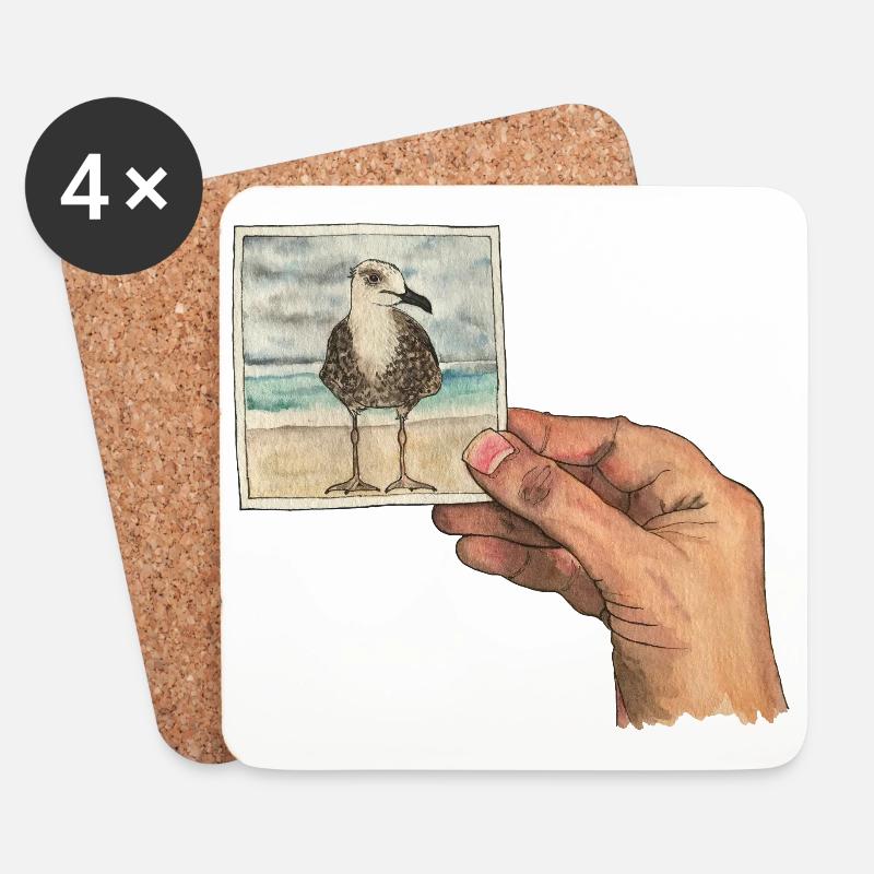 Hand mit Foto einer Möwe - Untersetzer (4er-Set) - Weiß