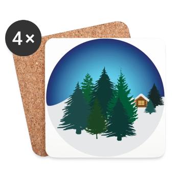 Christmas trees in nature - Coasters (set of 4) - white - Front