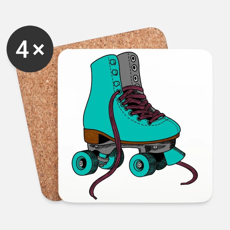 80s roller skates roller derby sport - Coasters (set of 4) - white