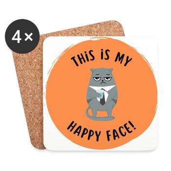 Angry Cat - This is my happy face - Untersetzer (4er-Set) - Weiß - Vorne