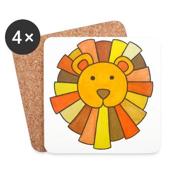 Lion Mignon Bébé Lion Enfants kawaii Jardin d’enfants - Dessous de verre (lot de 4) - blanc - Devant