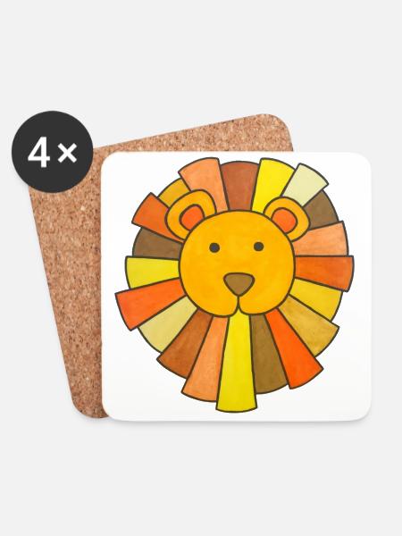 Lion Cute Baby Lion Kids kawaii Kindergarten - Coasters (set of 4) - white