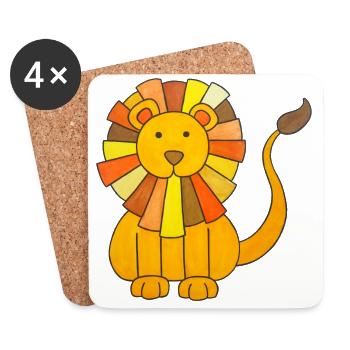 Lion mignon bébé lion enfants kawaii chambre d’enfant - Dessous de verre (lot de 4) - blanc - Devant