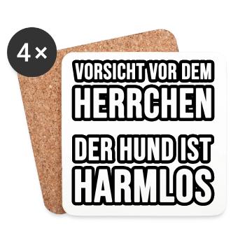 Vorsicht vor dem Frauchen oder Herrchen, der Hund - Untersetzer (4er-Set) - Weiß - Vorne