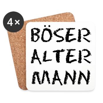 Böser alter Mann - Schriftzug - Untersetzer (4er-Set) - Weiß - Vorne